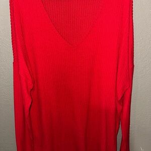 Time and Tru Bold Red V-Neck Sweater